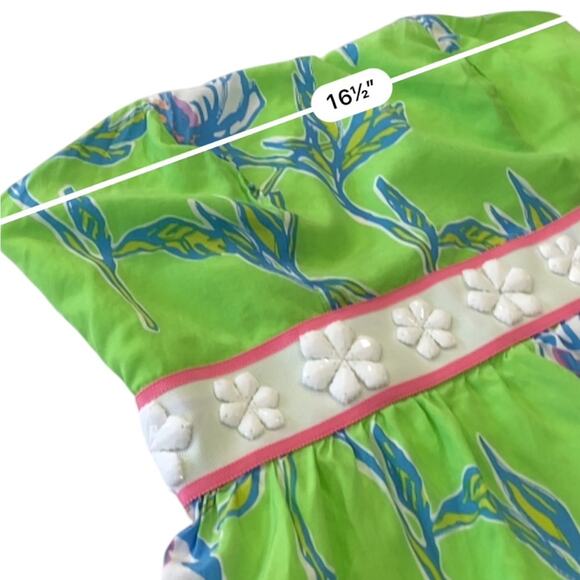 Lilly Pulitzer Green & blue floral silk blend LANGLEY Strapless dress Sundress 6 - Picture 9 of 14